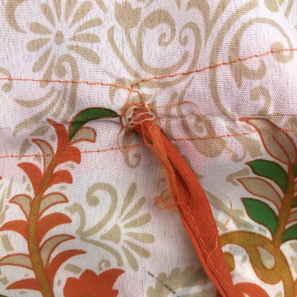 Phases Womens Caftan V-Neck Dress Orange Green Floral Drawstring Waist One Size - Picture 7 of 7